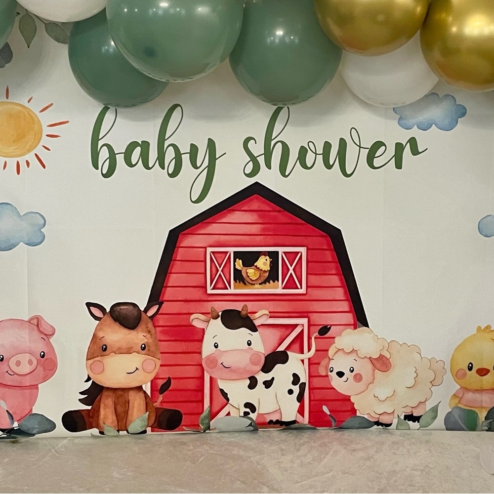 Baby Shower Backdrop and Games